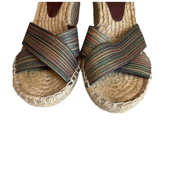 Vince Stefania Espadrille Wedge Ankle Cuff Sandals Metallic Multicolor 6 - Picture 3 of 7